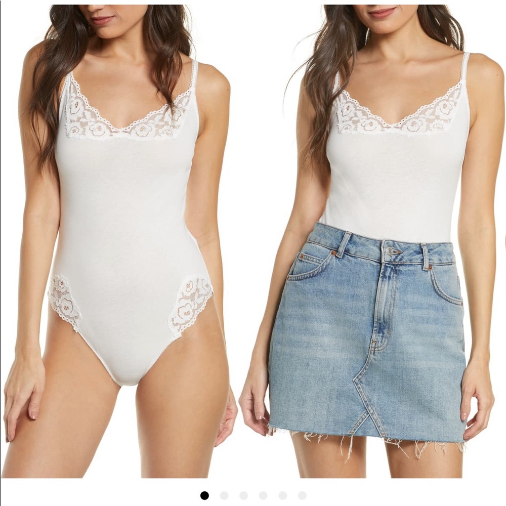 Free People Side of Lace Trim Bodysuit